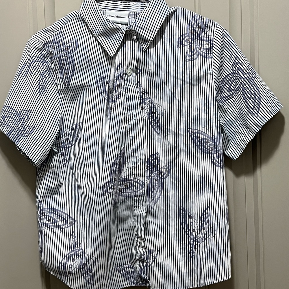Alfred Dunner Kids Blue and White Striped Shirt